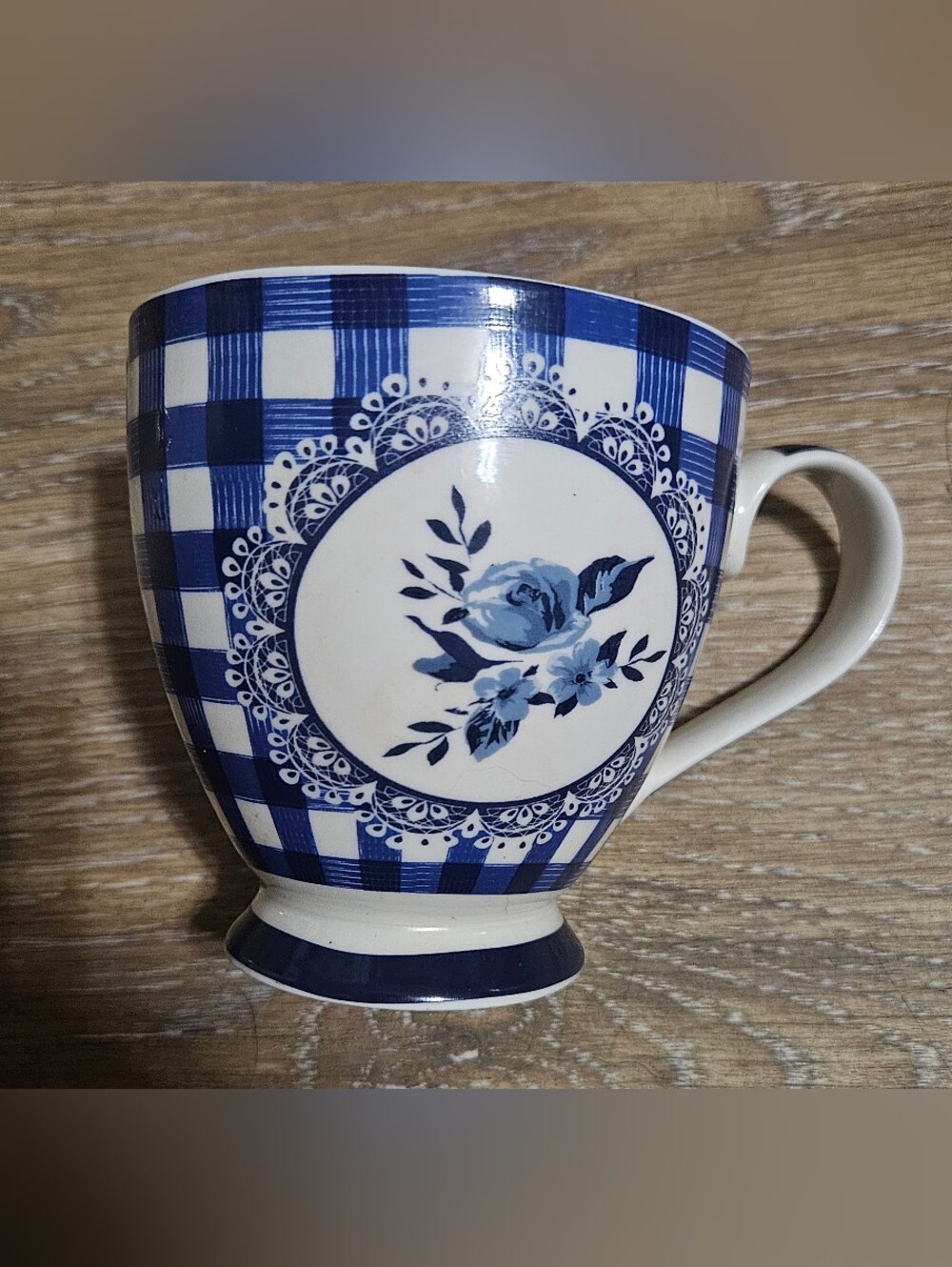 The English Mug Co Blue Floral Ceramic Teacup - Classic Blue Pattern NEW